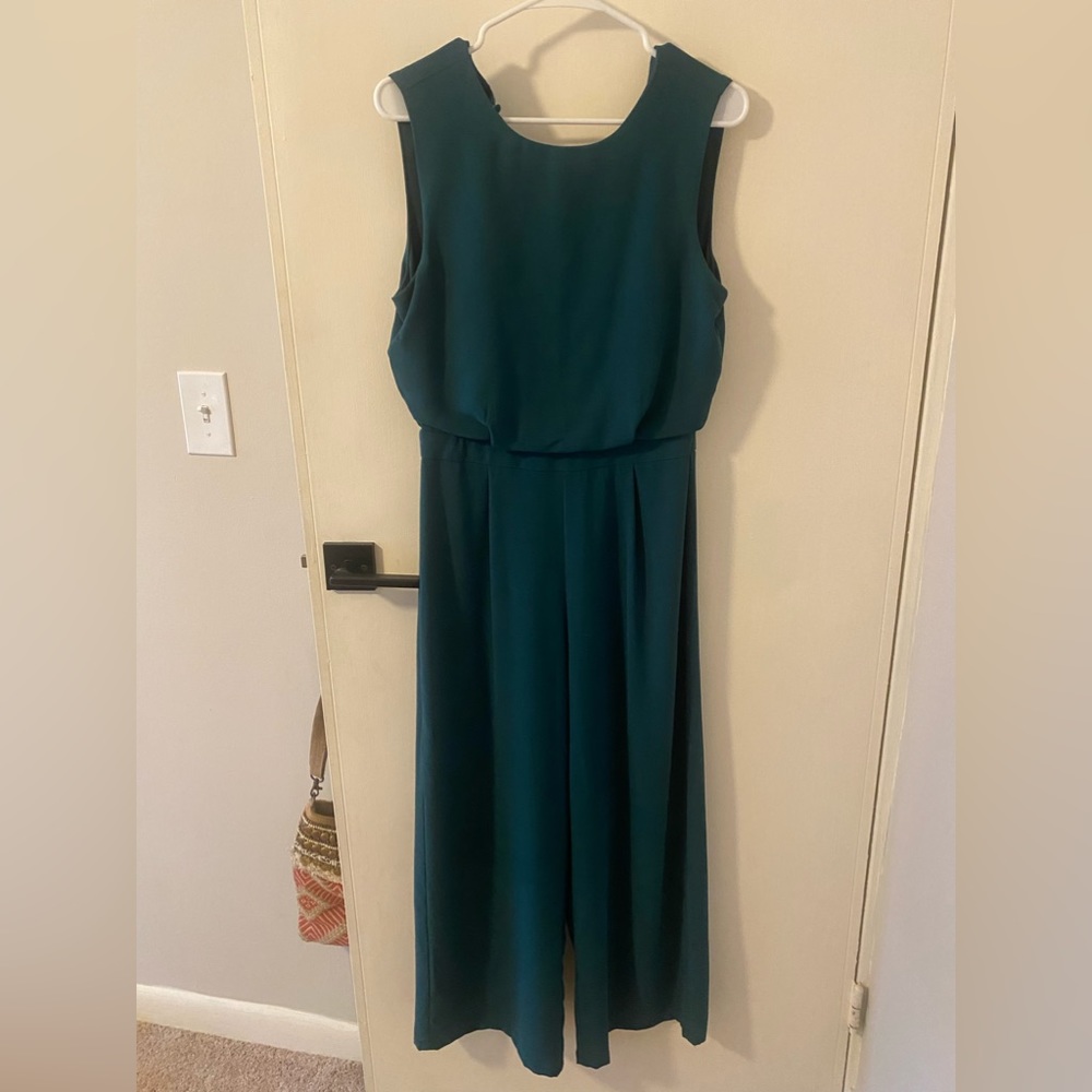 Shein - Dark Green Cropped Jumpsuit